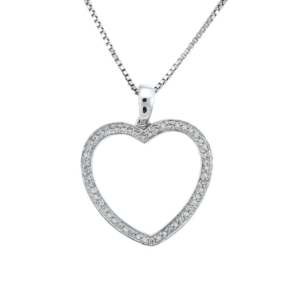 0.20 Carat Round Cut Diamonds Heart Shaped Pendant